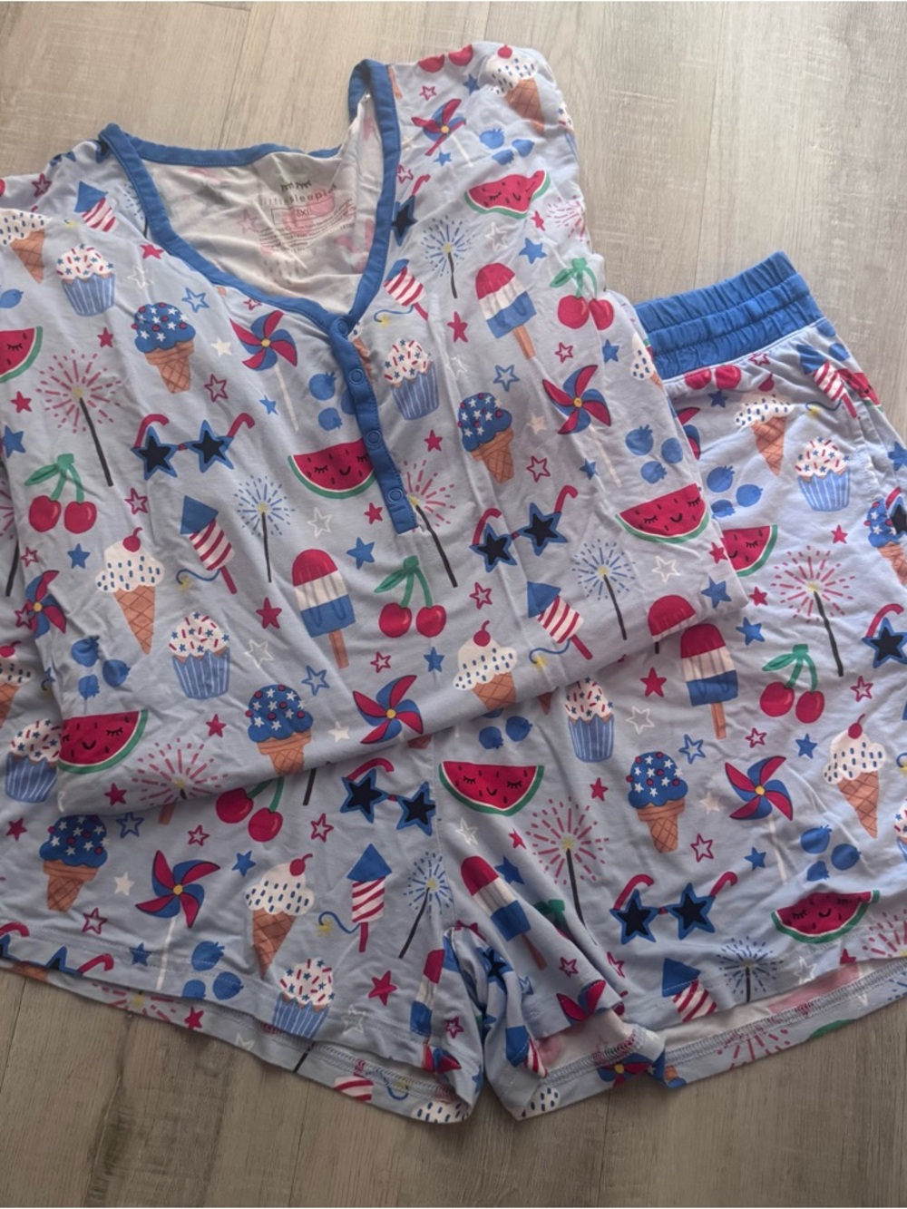 Little Sleepies 3XL 4th of July Blue Holiday  Pajama Set